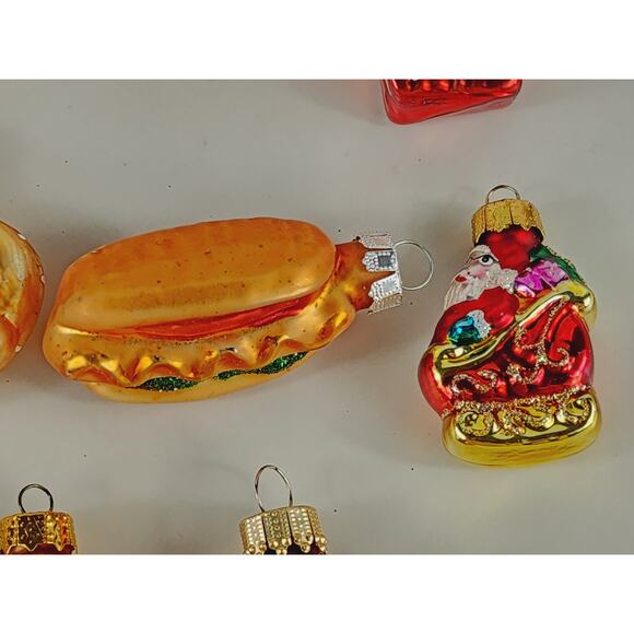 Christmas Mini Blown Glass Tree Ornament Fast Food Pop Corn Hot Dog 90s x11 - Picture 11 of 13